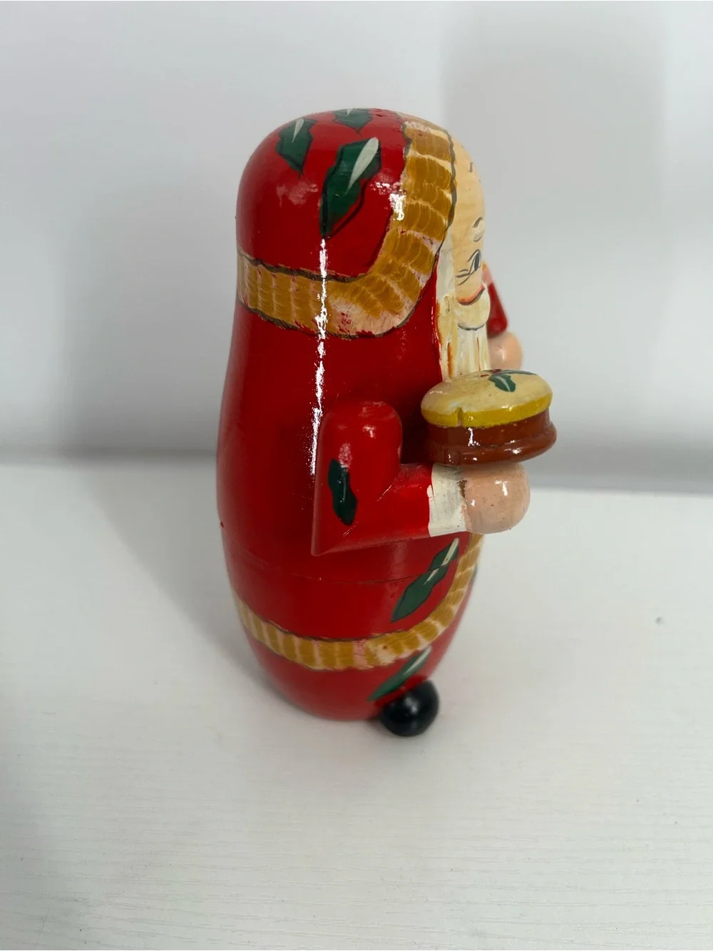 Vintage 5 Piece Russian Nesting Matryoshka Doll Santa Claus Hand Carved Painted